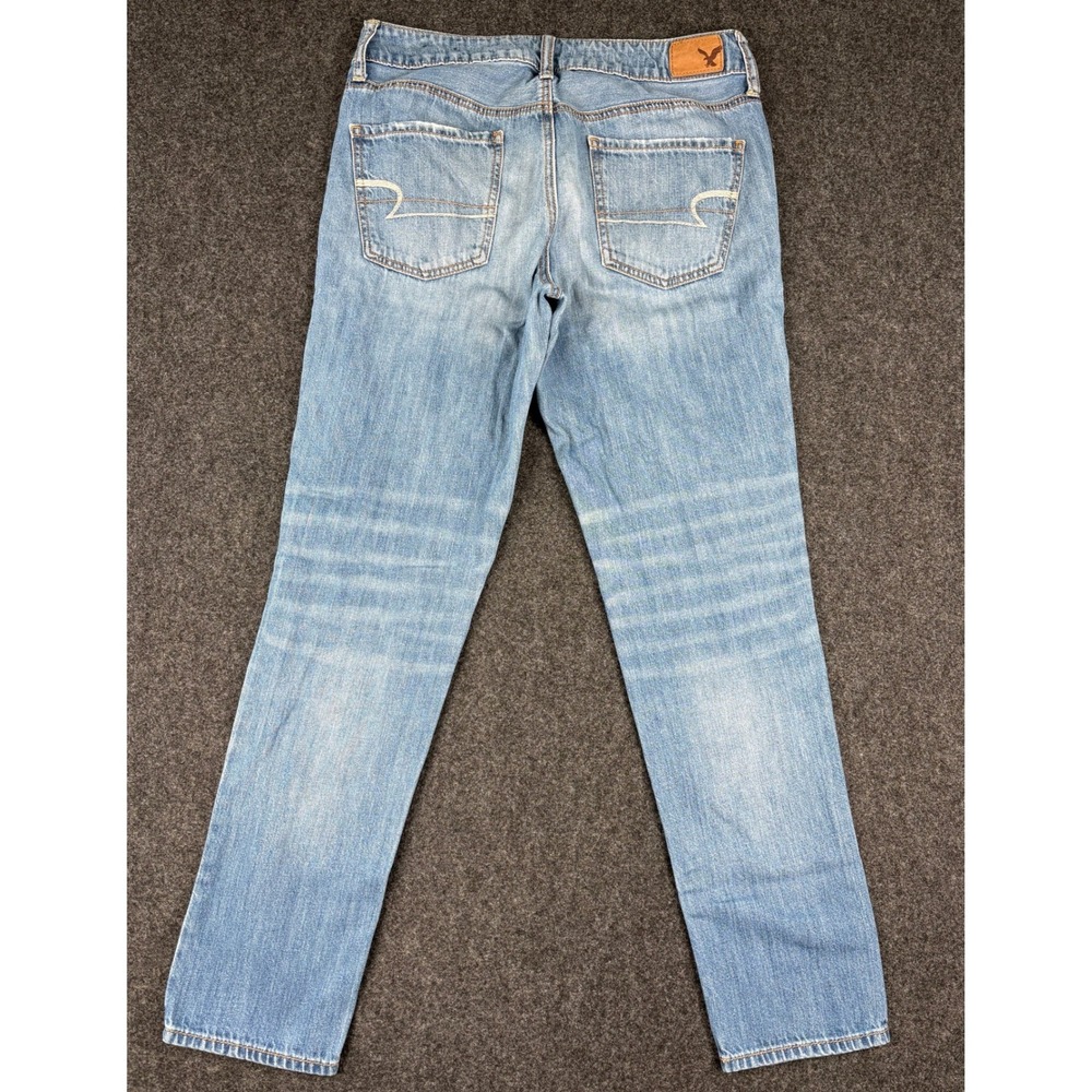 American Eagle Tomgirl Jeans Womens 4 Light Wash Distressed Button Fly Denim‎ - Picture 2 of 11
